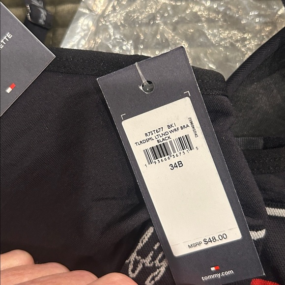 Tommy Hilfiger Signature Logo Push-Up Bralette Black 34B - Picture 5 of 6